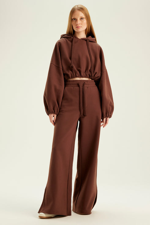 CROPPED HOODIE MARROM